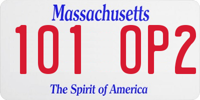 MA license plate 101OP2