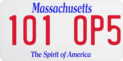 MA license plate 101OP5