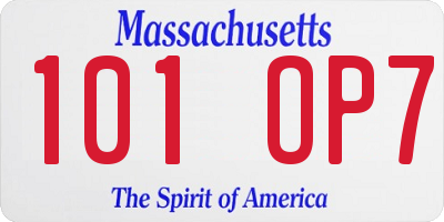 MA license plate 101OP7