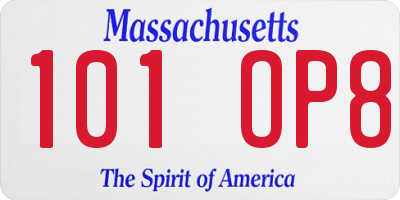 MA license plate 101OP8