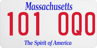 MA license plate 101OQ0