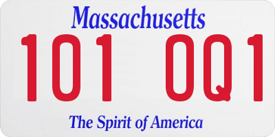 MA license plate 101OQ1