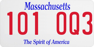 MA license plate 101OQ3