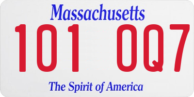 MA license plate 101OQ7