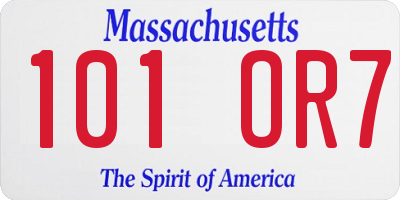 MA license plate 101OR7