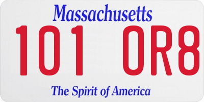 MA license plate 101OR8