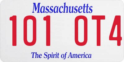 MA license plate 101OT4