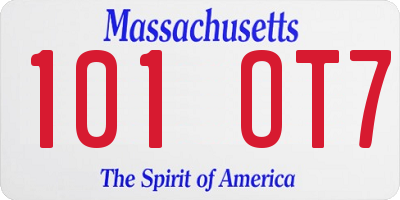 MA license plate 101OT7