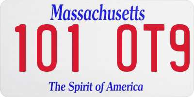 MA license plate 101OT9