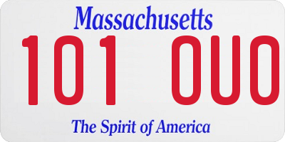 MA license plate 101OU0