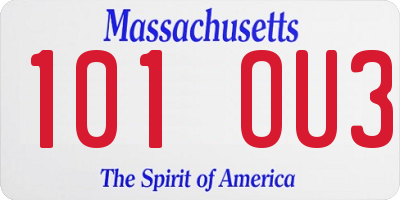 MA license plate 101OU3