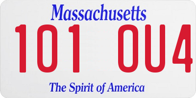 MA license plate 101OU4