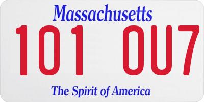 MA license plate 101OU7