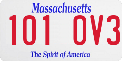 MA license plate 101OV3