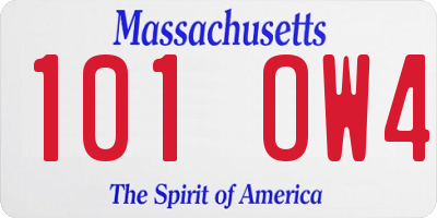 MA license plate 101OW4