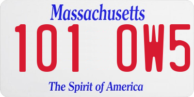 MA license plate 101OW5