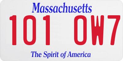 MA license plate 101OW7