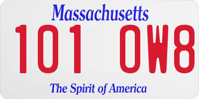 MA license plate 101OW8