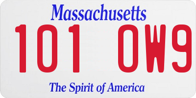 MA license plate 101OW9