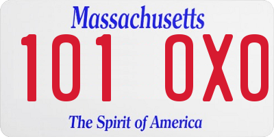 MA license plate 101OX0