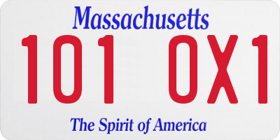 MA license plate 101OX1