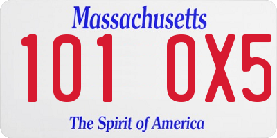 MA license plate 101OX5