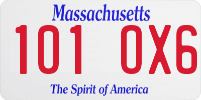 MA license plate 101OX6