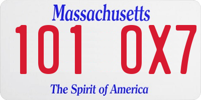 MA license plate 101OX7