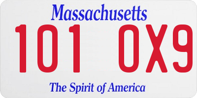 MA license plate 101OX9