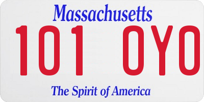 MA license plate 101OY0