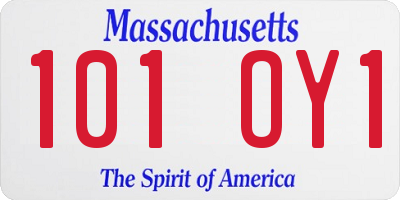 MA license plate 101OY1