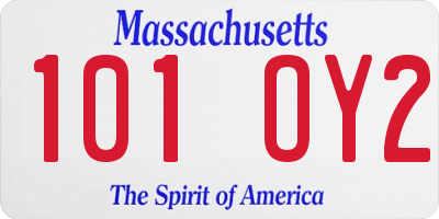 MA license plate 101OY2