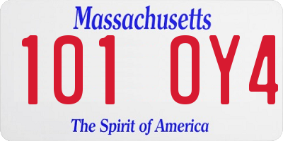 MA license plate 101OY4