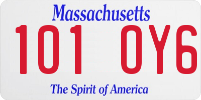 MA license plate 101OY6