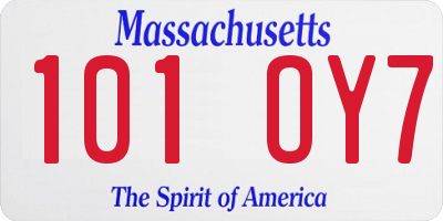 MA license plate 101OY7