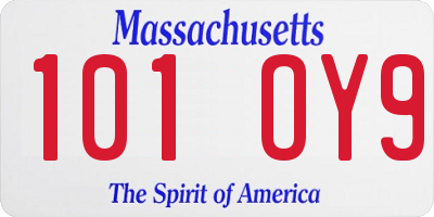 MA license plate 101OY9