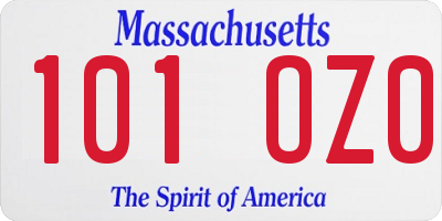 MA license plate 101OZ0