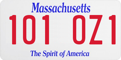 MA license plate 101OZ1