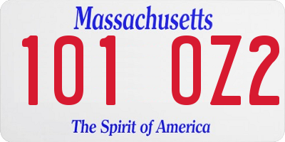 MA license plate 101OZ2