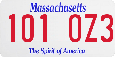 MA license plate 101OZ3