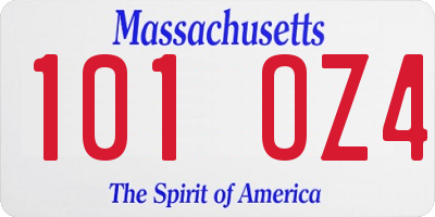 MA license plate 101OZ4