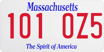 MA license plate 101OZ5