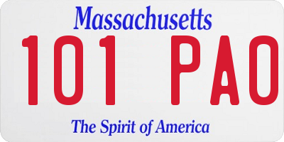 MA license plate 101PA0