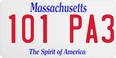 MA license plate 101PA3