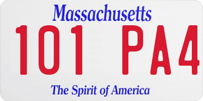 MA license plate 101PA4