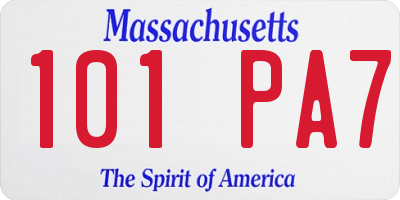 MA license plate 101PA7