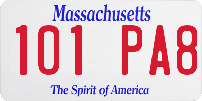 MA license plate 101PA8