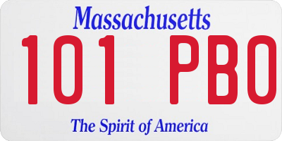 MA license plate 101PB0