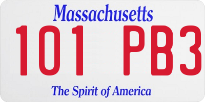 MA license plate 101PB3