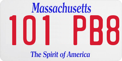 MA license plate 101PB8